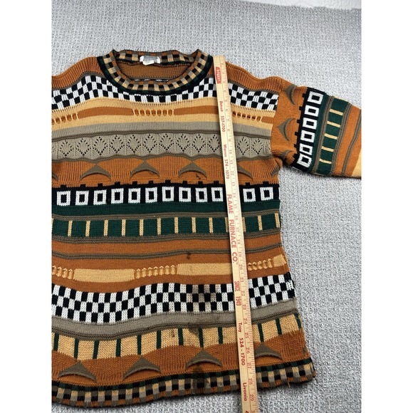 Vintage Arielle Sweater Coogi Style Geometric Knit Earth Tone 3D Knit Womens Med - Picture 12 of 15